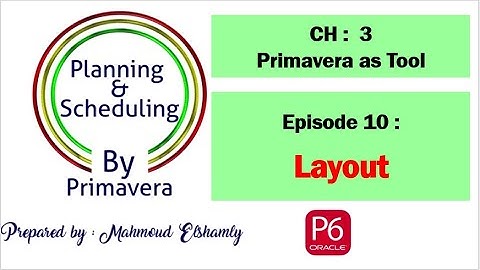 Planning Course - CH3/ E10 : Layout in Primavera