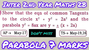 Inter 2nd Year Maths 2B Parabola in telugu@maths naresh eclass