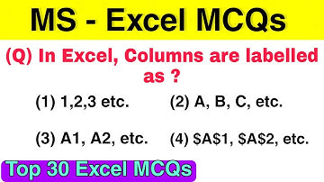 Most Repeated Top 30 MS Excel MCQs 2021 | Microsoft Excel MCQs For All Competative Exams | Computer|