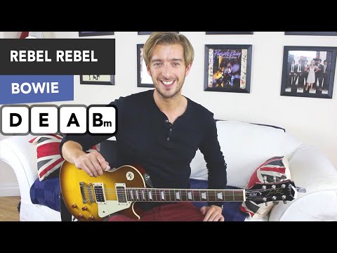 David Bowie - Rebel Rebel Guitar Tutorial Lesson - EASY Beginner GUITAR RIFF!