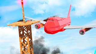 OLD RADIO TOWER vs PLANES - Airplane Crash in BRICK RIGS #2