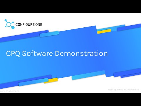 Configure, Price, Quote (CPQ) Software Demonstration - Configure One