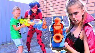 NERF Битва Леди БАГ и ДАНЯ против ВАМПИРА БАБЫ ЯГИ NERF Битва Леди БАГ и ДАНЯ против ВАМПИРА БАБЫ ЯГИ