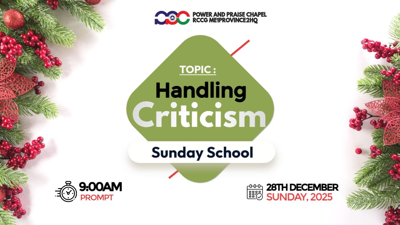 Sunday School | Topic: Handling Criticism | Ministering: Sunday School Teachers