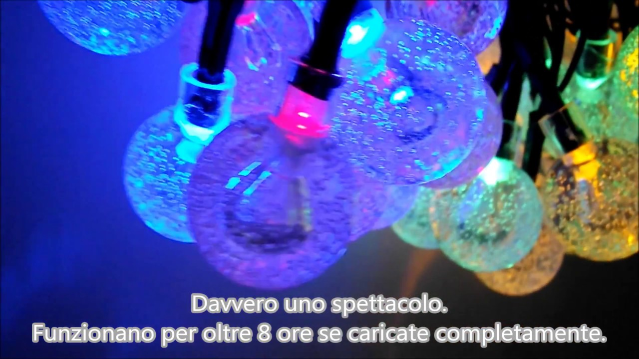Striscia di luci di Natale a sfera 4 colori LED con pannello solare 6 m