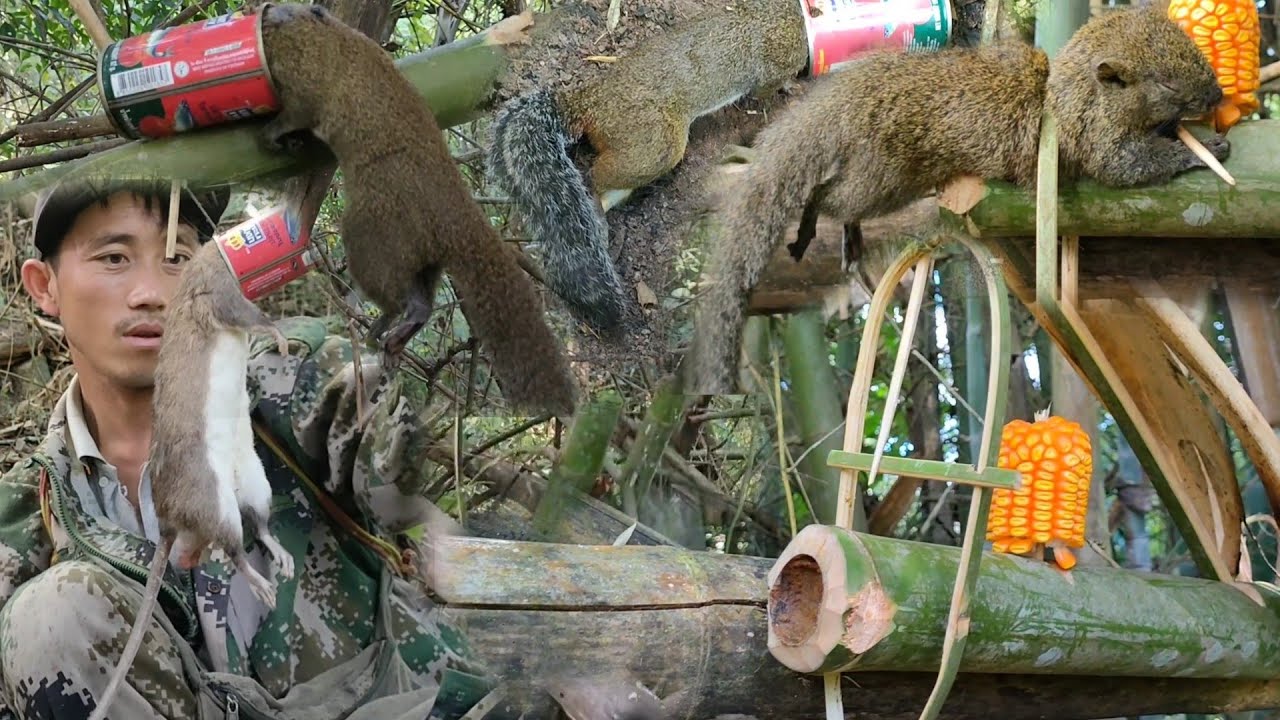 hunting เข้าป่าทำกับดักใส่ตัวกระลอกกระไม่สุดยวดมากๆ