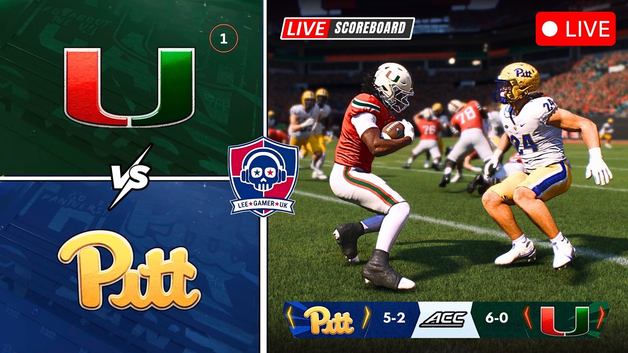 🔴 LIVE 🏈 Miami Hurricanes vs Pittsburgh Panthers / NCAAF Watch Party / Live Score + CFB 27 Sim!