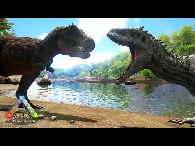 Indominus Rex Vs T Rex Ark Survival Evolved Youtube
