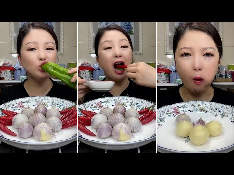 mukbang : Garlic chili eating show #5 - too spicy