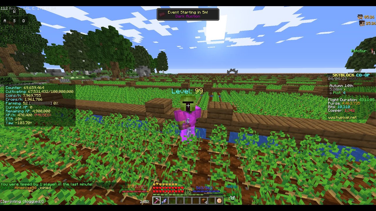Getting cult X on every Farming Tool Hypixel Skyblock Garden YouTube