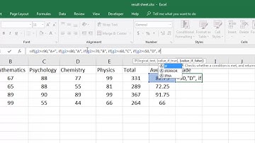 Excel grade calculator formula using if
