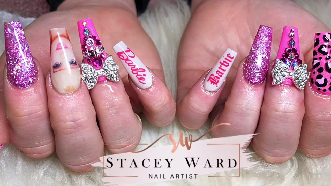 Barbie Pink Glitter Nail Art Designs - wide 2