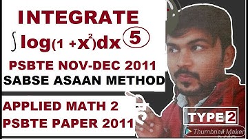 Integration by Parts Questions 5 Applied Mathematics 2 Diploma PSBTE Dec 2011 Paper Solution Hindi