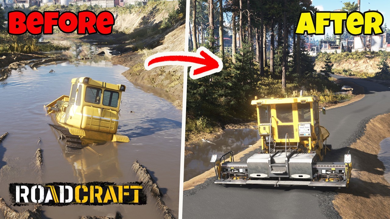 RoadCraft - Conquering the Mud! The Most Satisfying Road Build(4K)