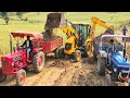 JCB 3dx Loading Mud | Swaraj Trolly | Mahindra 275 Di | Powertrac 434 | Tractor Video | Jcb Tractor