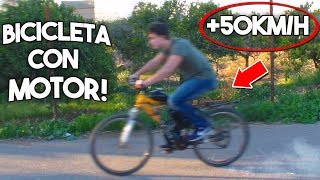 CREAMOS una BICICLETA con un MOTOR de GASOLINA y la PROBAMOS!! (MUY RÁPIDA +50KM/H)
