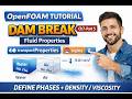 OpenFOAM Dam Break: Fluid Properties (transportProperties, sigma, gravity g) | Ch7–Part 5