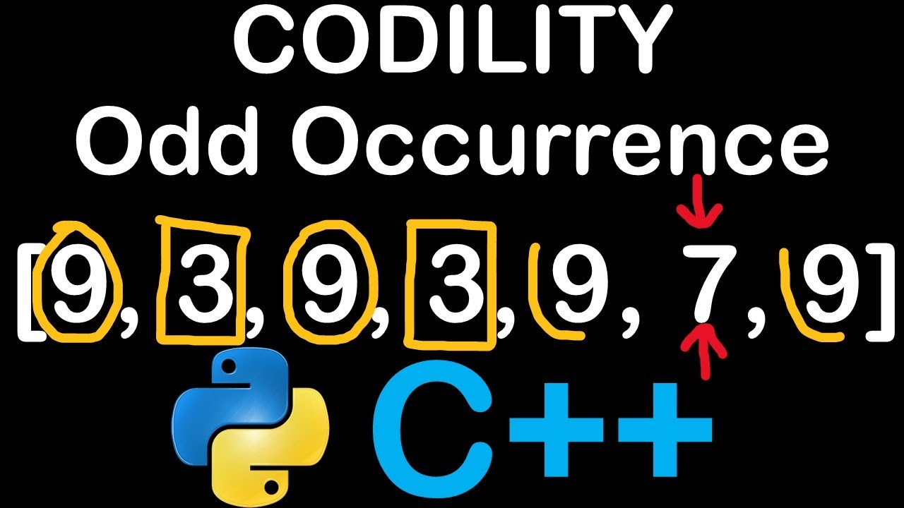 Odd Occurrence Array in Python and C++ Codility Solutions Lesson 2 - YouTube Odd Occurrence Array In Python And C++ Codility Solutions Lesson 2 - Youtube