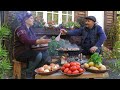 Cooking Village Style Beef Stew in The Sadj Pan, Village Cooking