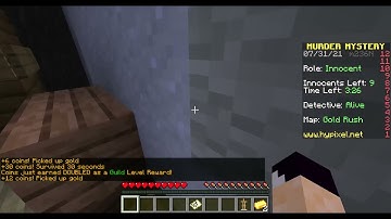 Hypixel Murder Mystery Bug on the map Gold Rush using a horse.
