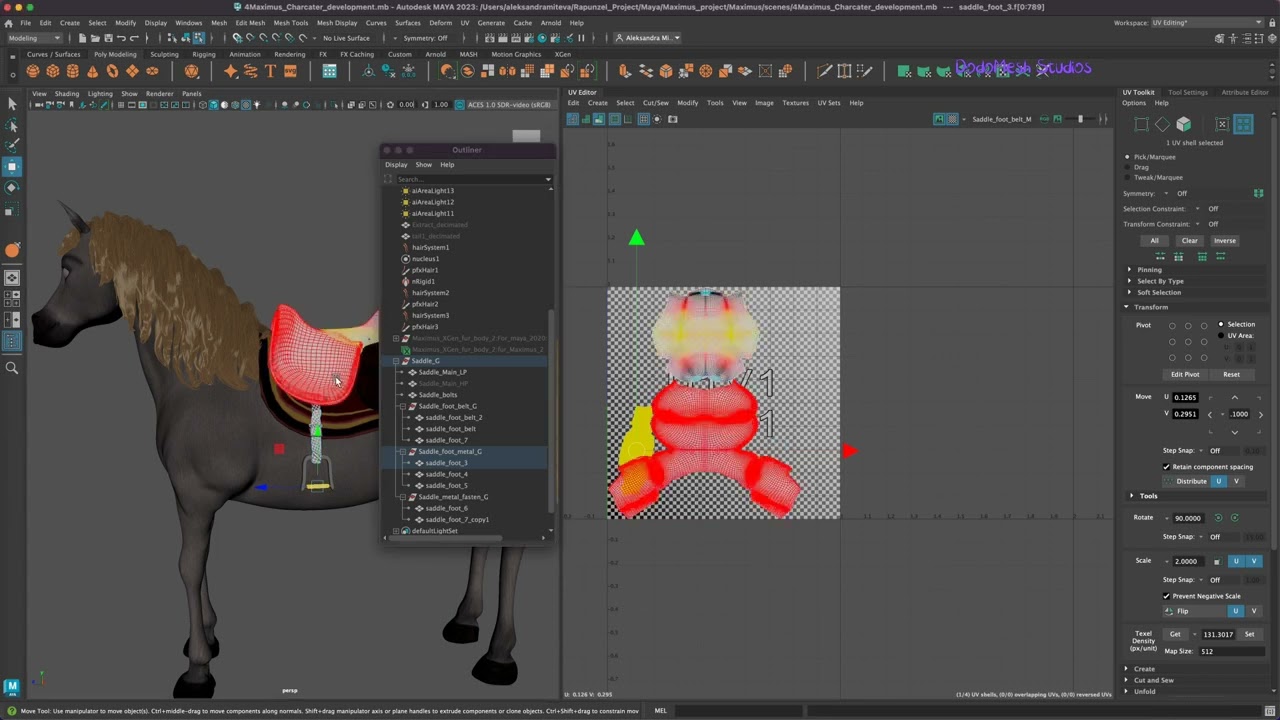 Part 94 Saddle - organising UVs according to textures in Maya for Substance Painter