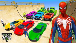 SPIDERMAN Epic New MULTI RAMP Race Challenge for Cars Racing by Trevor and Shark #16