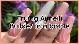 Trying @AIMEILIGelNailPolish builder in a bottle & rhinestones glue kit/ my first biab manicure
