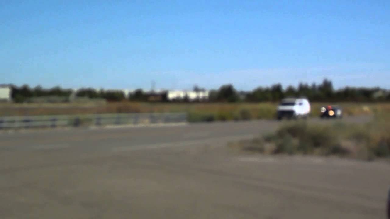 CHP Mustang on EVOC with the CHP Video Services Unit Van