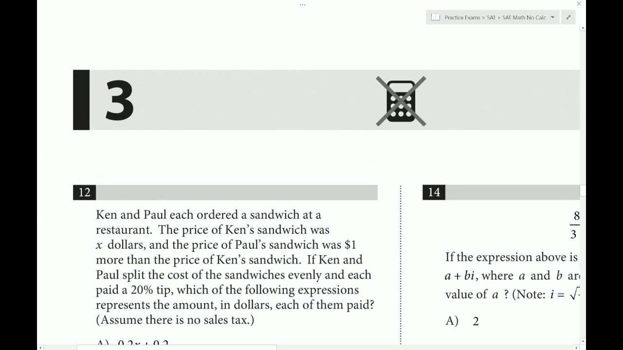 sat math from collegeboard test