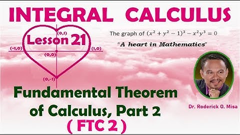 FUNDAMENTAL THEOREM OF CALCULUS, PART 2 (Lecture 21)