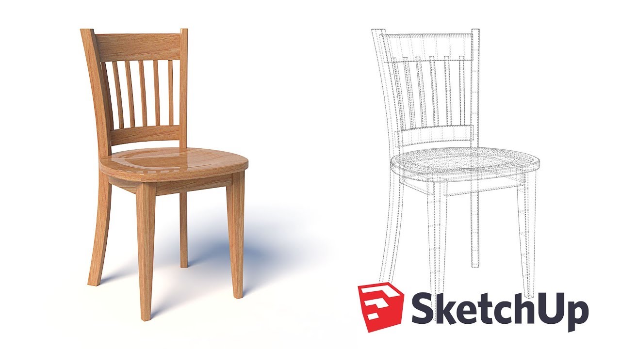Traditional wooden chair  3D modeling Sketchup  tutorial 