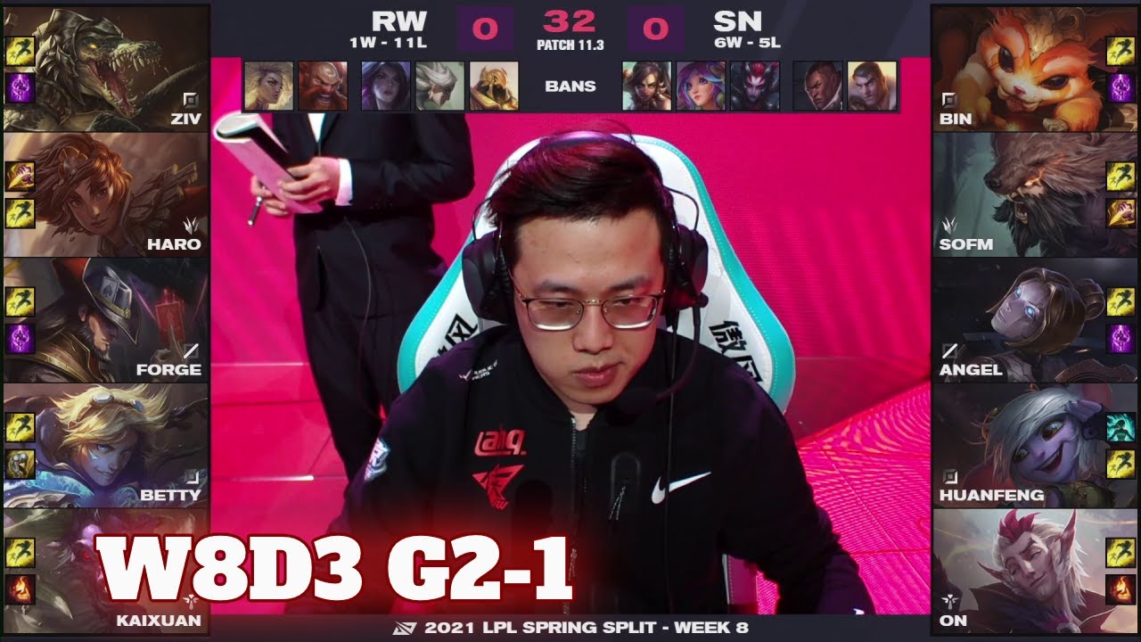 RW vs SN - Game 1 | Week 8 Day 3 LPL Spring 2021 | Rogue Warriors vs Suning G1