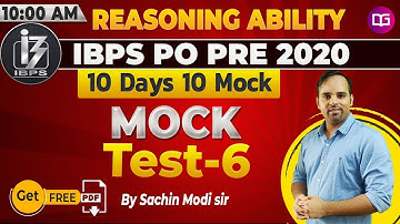 IBPS PO Pre Reasoning Mock Test | IBPS PO Reasoning | IBPS PO Preparation 2020 | Sachin Sir