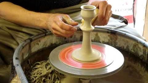 Ingleton Pottery How to make / throw a simple clay pottery candlestick on the wheel