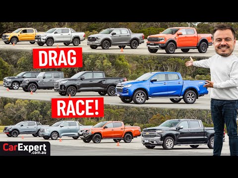 BIGGEST pickup drag race ends with Ranger Raptor vs RAM TRX - all utes go head to head!