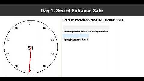 Advent of code 2025 day 1 video visualisation