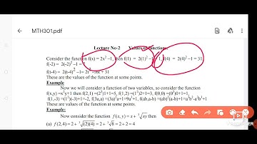 MTH301 Lecture#2 Values of Function