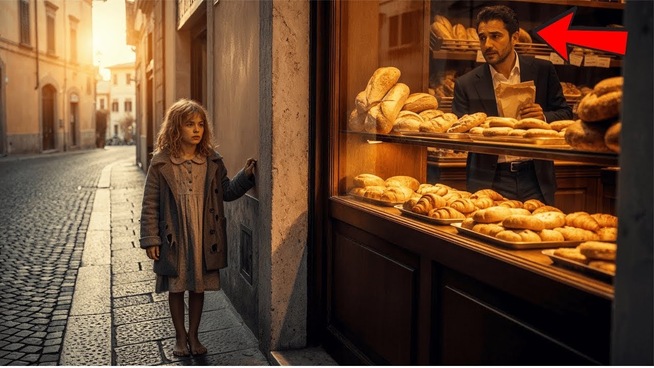 Niña Descalza Mira una Panadería — Pero un Millonario Sale y le Dice Algo que lo Cambia Todo