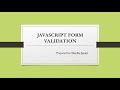 JAVASCRIPT FORM VALIDATION