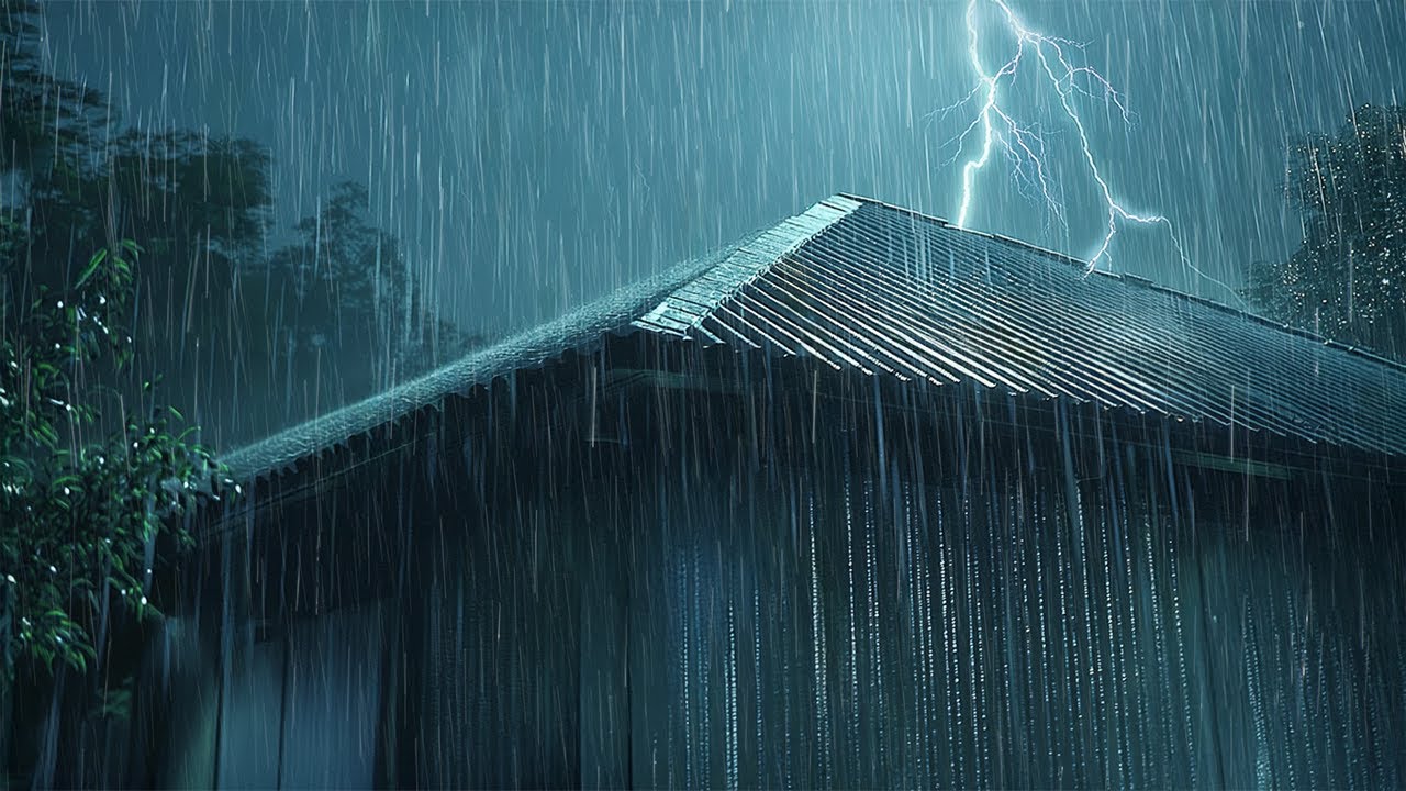 Звуки дождя без рекламы для сна – ASMR: интенсивный дождь и молнии по жестяной крыше