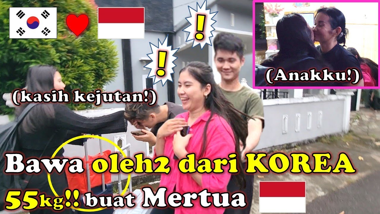 MENANTU KOREA KASIH KEJUTAN KE MERTUA INDONESIA BAWA OLEH2 DARI KOREA 55KILO😱😱😱