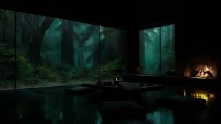 Rainy Night in a Dark Forest Bedroom 🌧🔥 Warm Fire Ambience for Calm Sleep &amp; Stress Relief