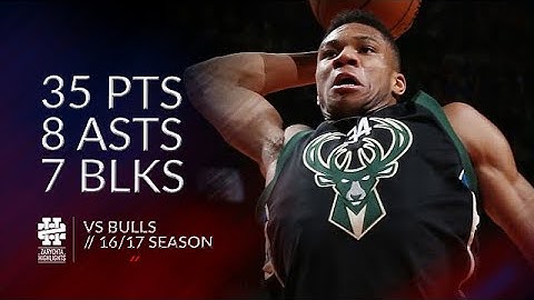 Giannis Antetokounmpo 35 pts 8 asts 7 blks vs Bulls 16/17 season