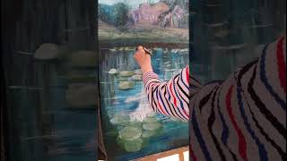 Water lilies in Monet style part 1/3 Acrylic on canvas #painting ##acylicpainting #hocve