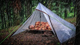 SOLO CAMPING HEAVY RAIN WITH TRANSPARENT PLASTIC TARP‼️