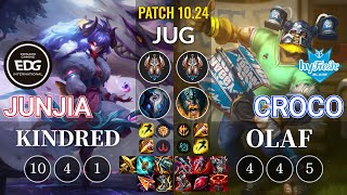 EDG JunJia Kindred vs hyF Croco Olaf Jungle - KR Patch 10.24