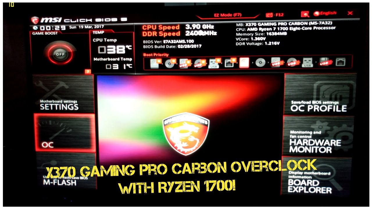 Msi X370 Gaming Pro Carbon Bios Update Ohne Cpu Ryzen 1700 and MSI X370 Gaming Pro Carbon Basic Overclocking, Cinebench
