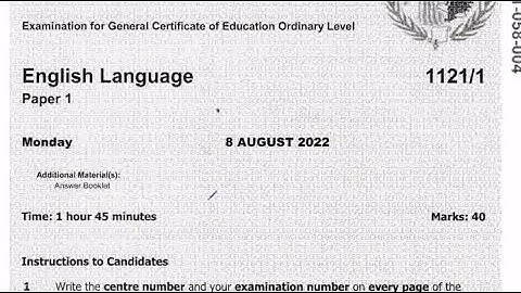 ECZ English Language Examination 2022