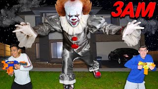 DO NOT Have A Nerf War With GIANT Pennywise AT 3AM!