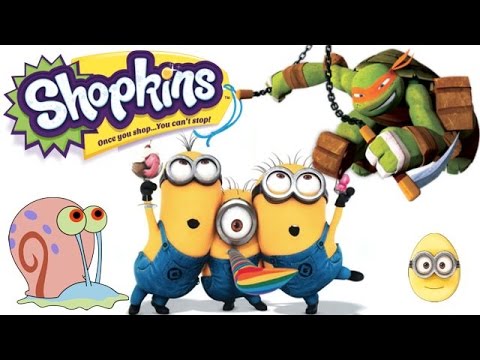 tmnt blind bags Minions Box full of Shopkins Spongebob Ninja Turtles Blind Bags Opening - Eggs and Toys TV